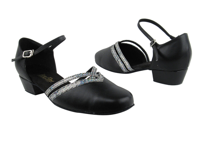 8881 Black Leather_172 Grey Scale Trim with 1" Women Heel in the photo