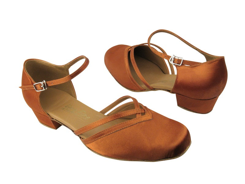 8881 182 Orange Tan Satin with 1" Medium heel in the photo