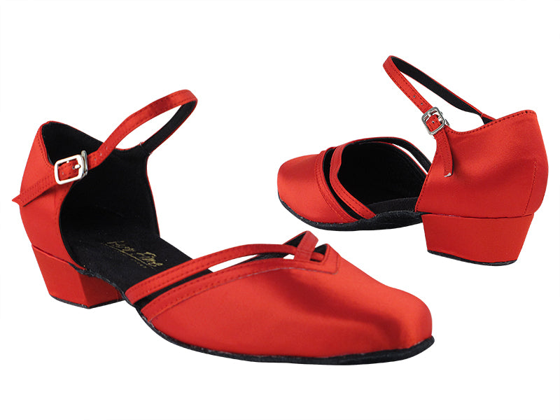 8881 112 Red Satin_Whole Shoes with 1" Women Heel in the photo
