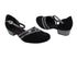 8881 136 Black Nubuck_87 Black Laser Satin with 1" Heel in the photo