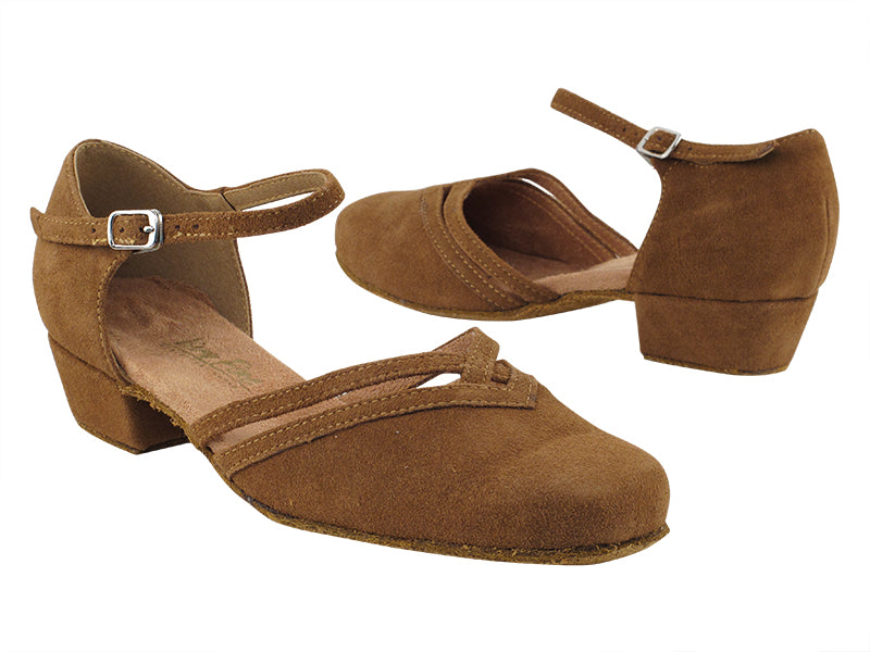 8881 265 Coffee Brown Suede_Whole Shoes with 1" Women Heel in the photo