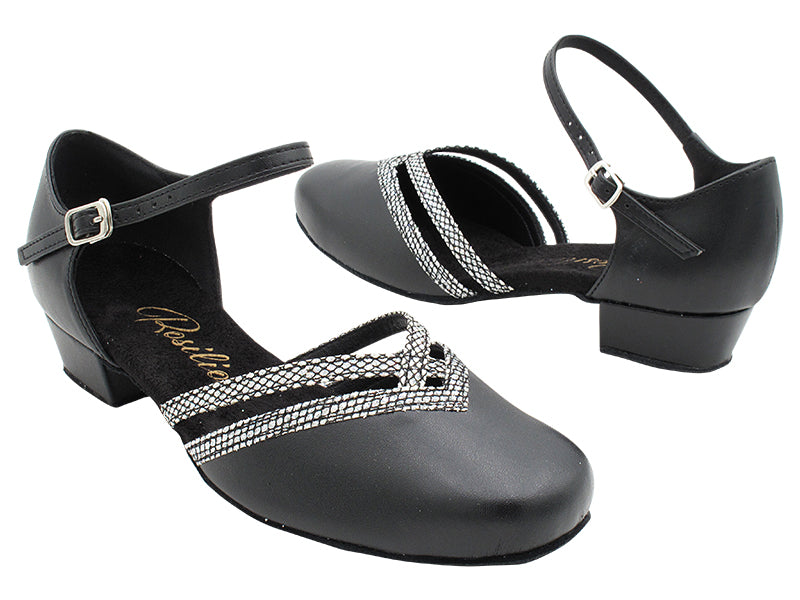 8881 Black Leather_97 Black Sparklenet Trim with 1" Heel (8881) in the photo