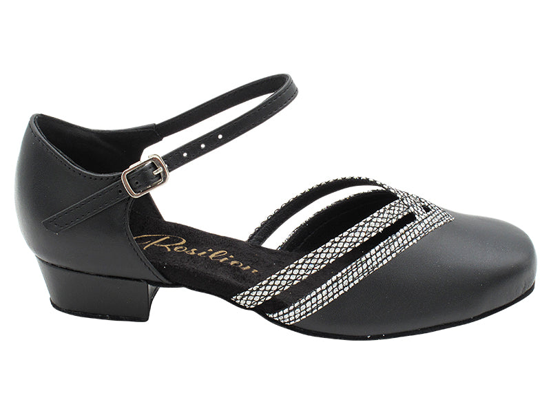 8881 Black Leather_97 Black Sparklenet Trim with 1" Heel (8881) in the photo