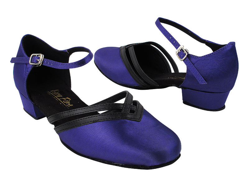 8881 245 Violet Satin_140 Black PU Trim