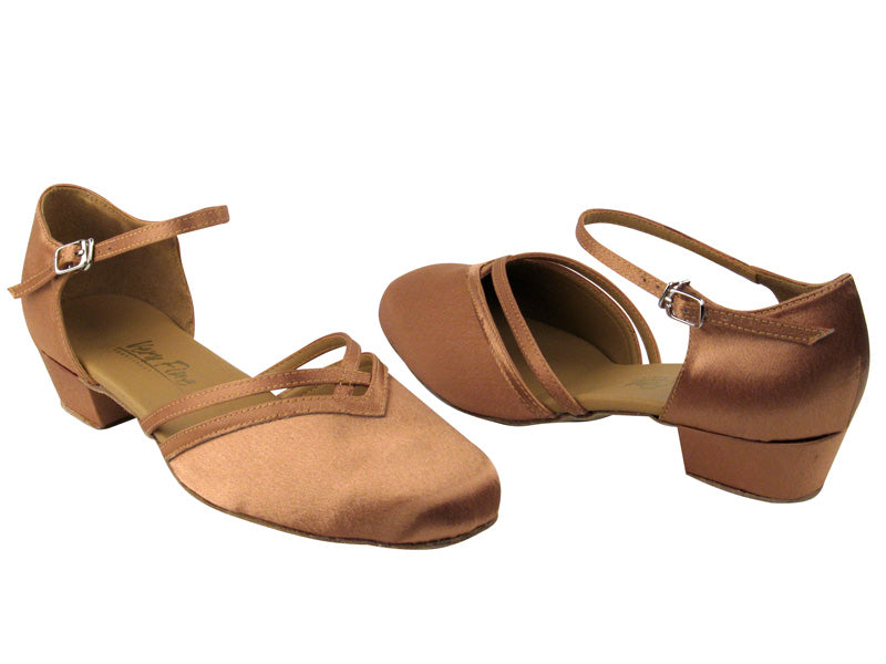 8881 Brown Satin with 1.5" Medium Heel in the photo