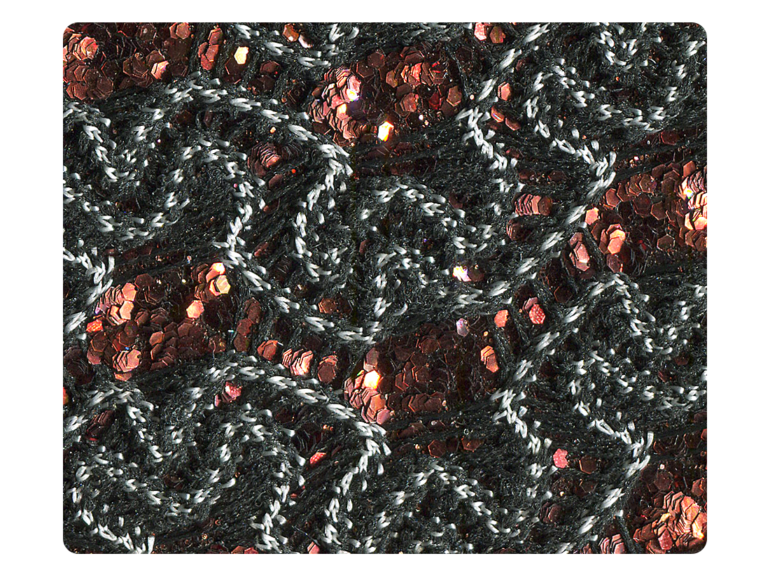 89 Black White Knitted Copper Sparkle Fabric Swatch