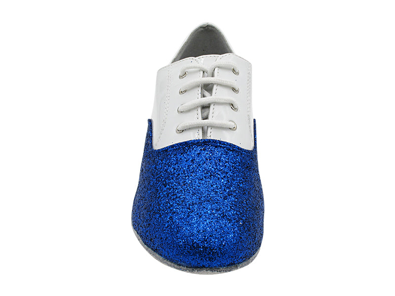 915108 234 Blue Stardust_F_H_White Patent_B with Men 1.5" Latin Heel in the photo