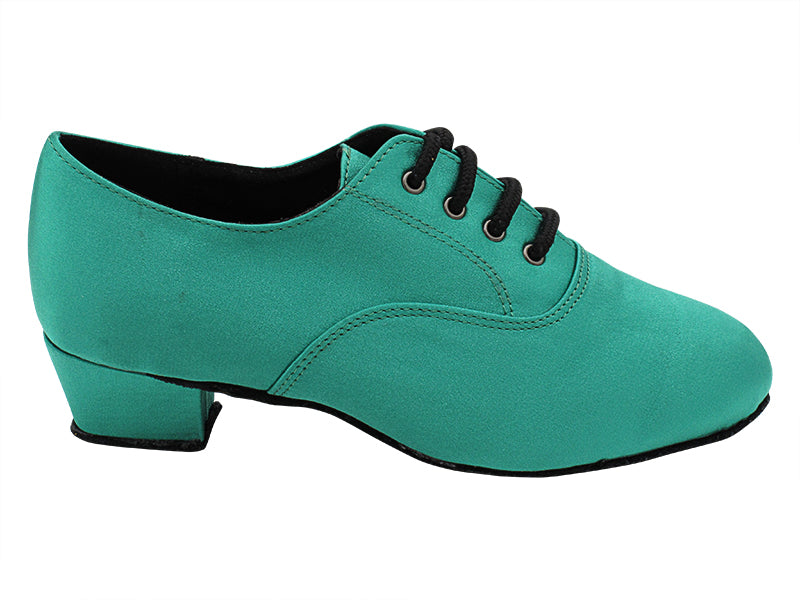915108 302 Green Satin with Men 1.5" Latin Heel in the photo