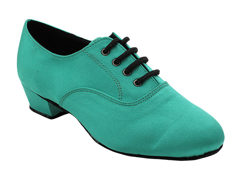 915108 302 Green Satin with Men 1.5" Latin Heel in the photo