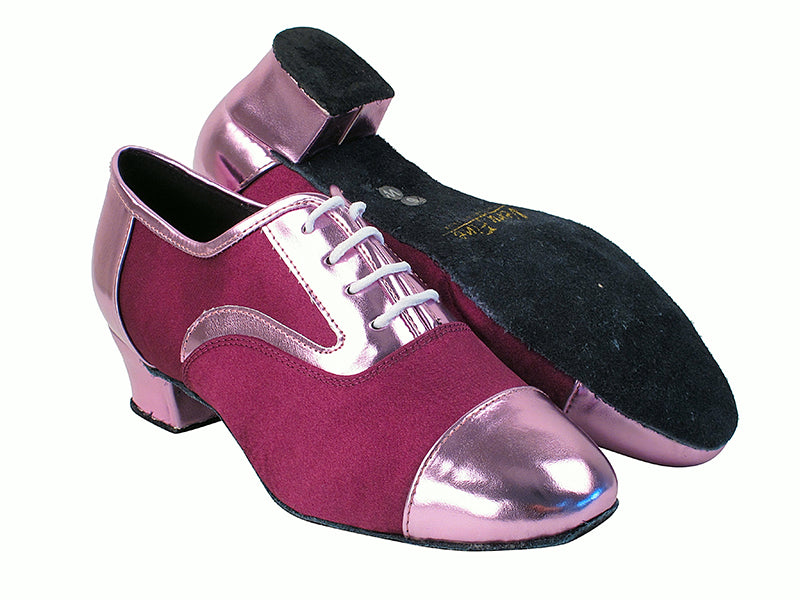 916102 150 Pueple PU_F_B_111 Purple Satin_M_Latin Heel with 1.5" Latin Heel in the photo
