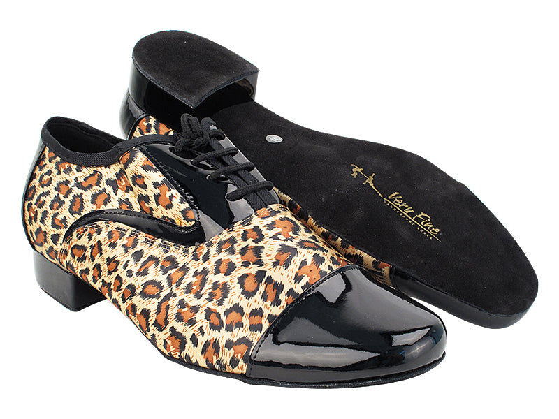 916102 Black Patent_F_B_152 Leopard Satin_M with Men 1" Standard Heel (2002) in the photo