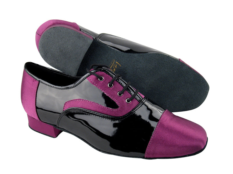 916102 111 Purple Satin & Black Patent with 1" Heel in the photo