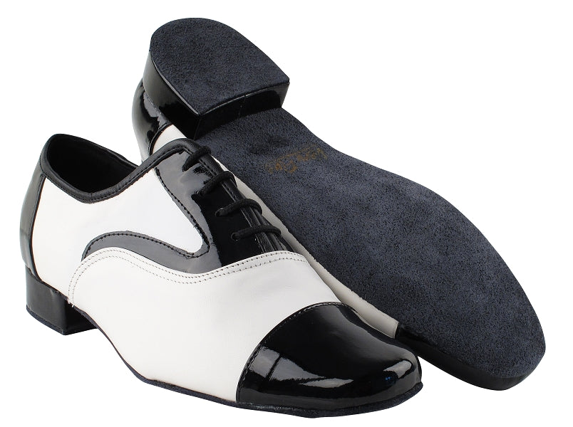 916102 Black Patent & White Leather with 1" heel in the photo