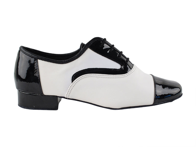 916102 Cuir verni noir et cuir blanc