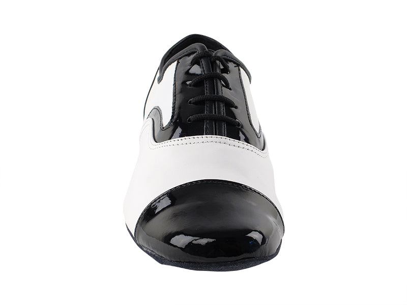 916102 Cuir verni noir et cuir blanc