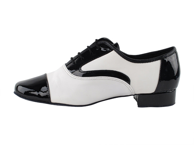 916102 Cuir verni noir et cuir blanc