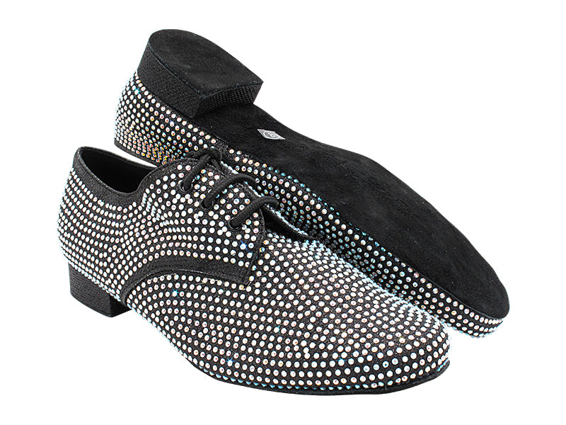 916103Bling Black Glitter Satin & Crystal AB with Men 1" Standard Heel (2002) in the photo