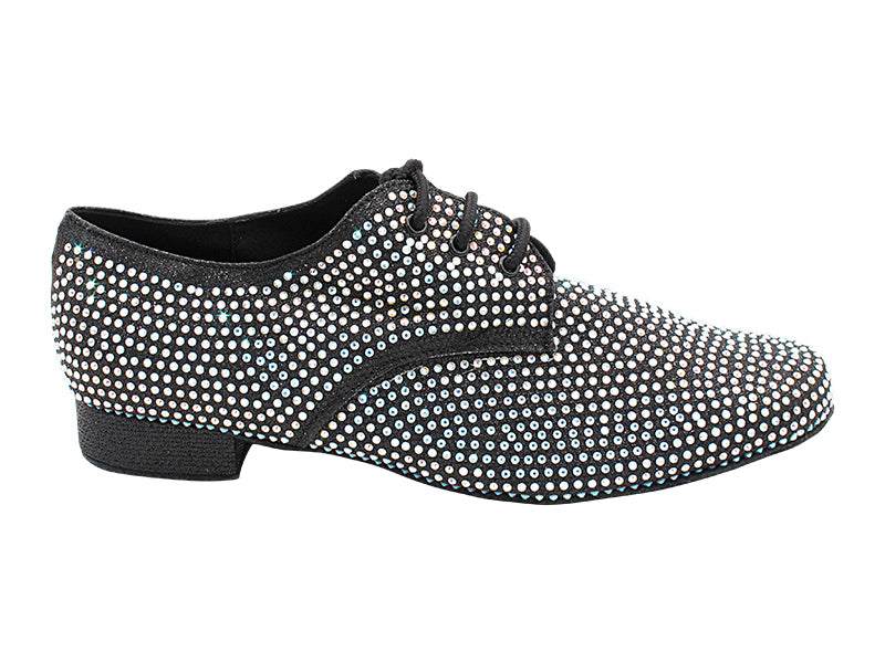 916103Bling Black Glitter Satin & Crystal AB with Men 1" Standard Heel (2002) in the photo
