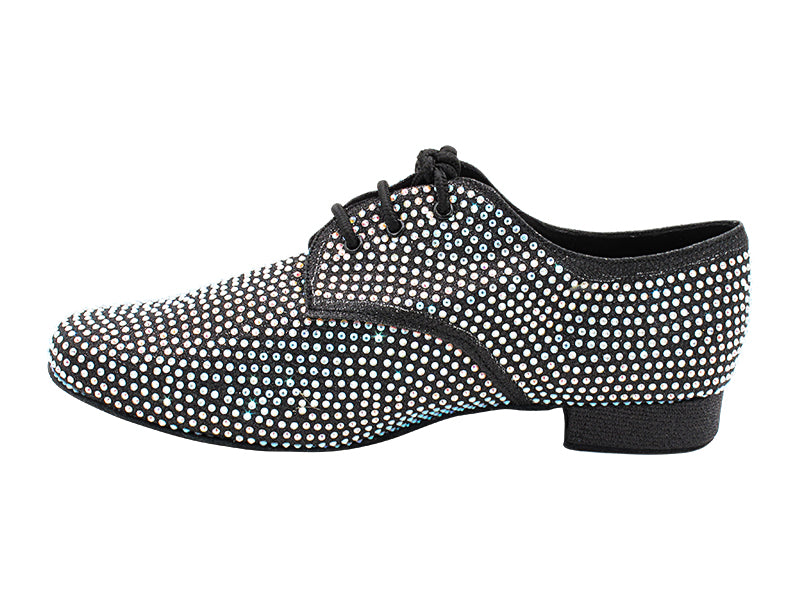 916103Bling Black Glitter Satin & Crystal AB with Men 1" Standard Heel (2002) in the photo