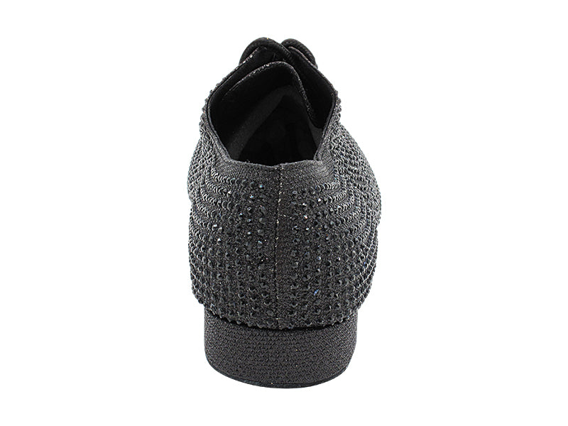 916103Bling Black Glitter Satin & Black Diamond with Men 1" Standard Heel (2002) in the photo