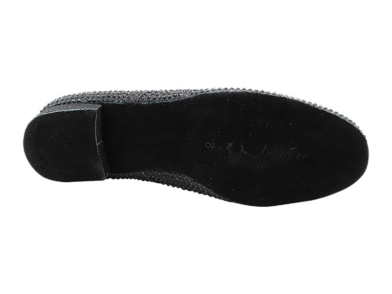 916103Bling Black Glitter Satin & Black Diamond with Men 1" Standard Heel (2002) in the photo