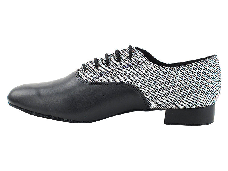 919101 Black Leather_F_H & 97 Black Sparklenet_B with Men 1" Standard Heel (2002) in the photo