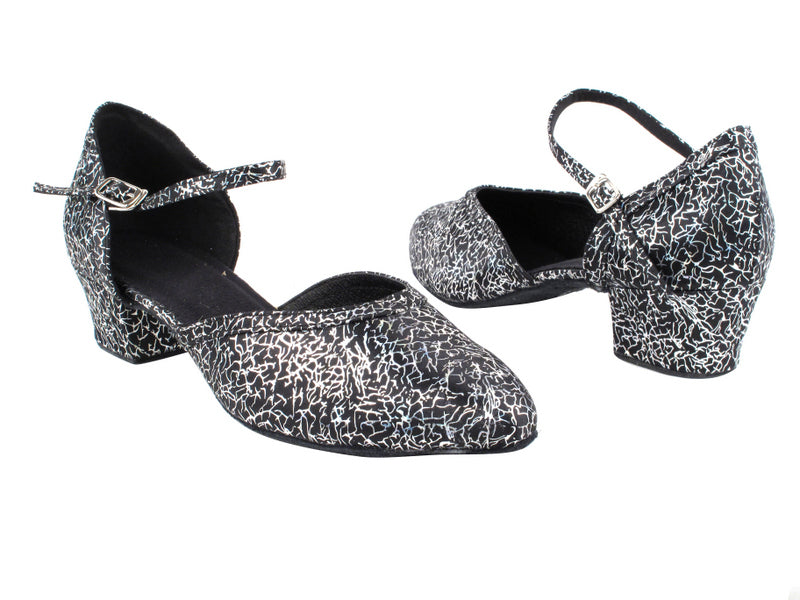 9621 102 Black Flower Satin_Whole Shoes with 1.5" Heel in the photo