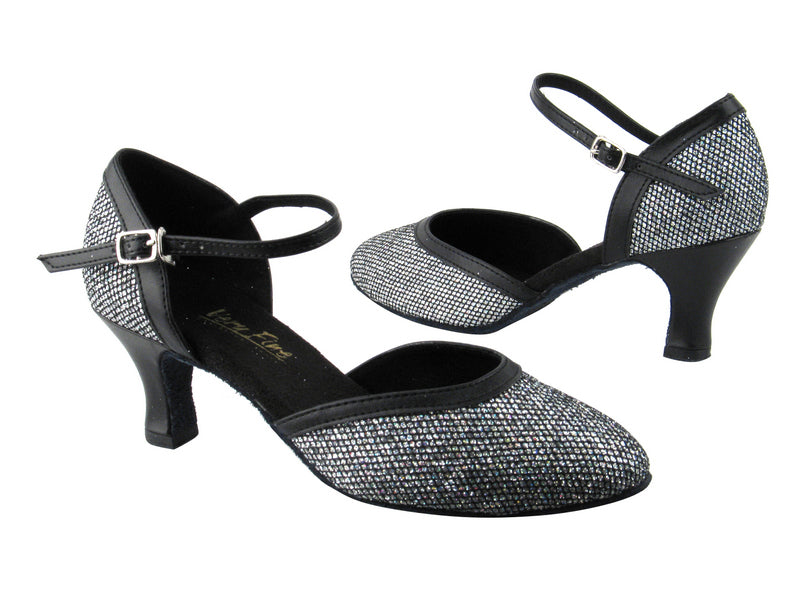 9621 97 Black Sparklenet_Black Leather Trim with 2.5" low heel in the photo