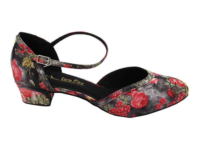 9621LEDSS 151 Black Red Flower Satin with 1.5" Heel (2001) in the photo