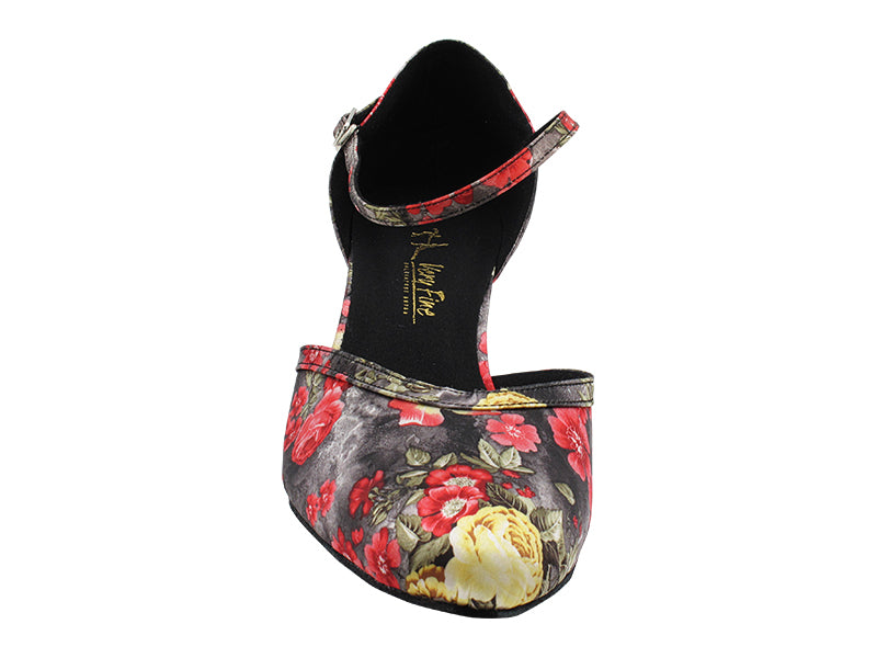 9621LEDSS 151 Black Red Flower Satin with 1.5" Heel (2001) in the photo