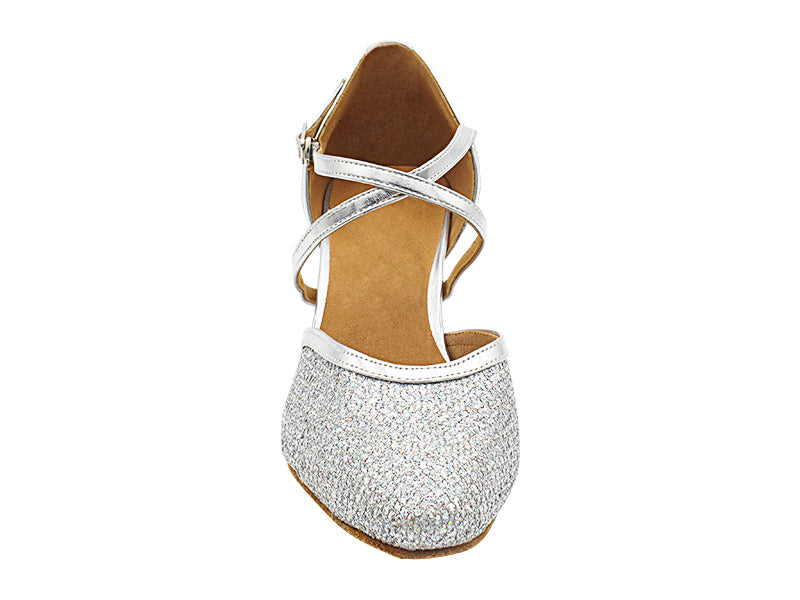 9621X Silver Sparklenet & Silver Trim with 2.5" low heel in the photo