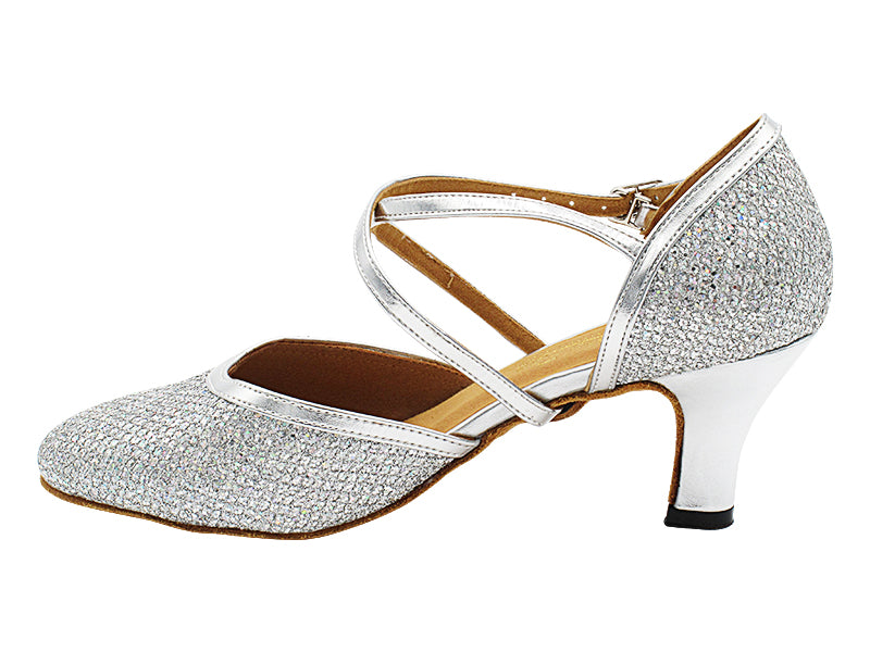 9621X Silver Sparklenet & Silver Trim with 2.5" low heel in the photo