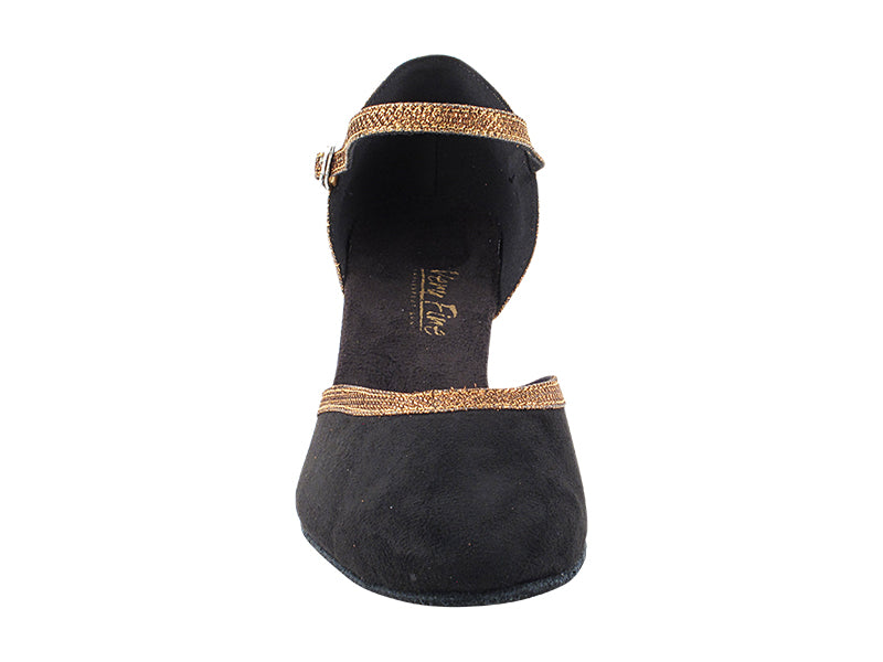 9621 136 Black Nubuck_271 Copper Glitter Trim_H with 2.5" Heel (2899) in the photo