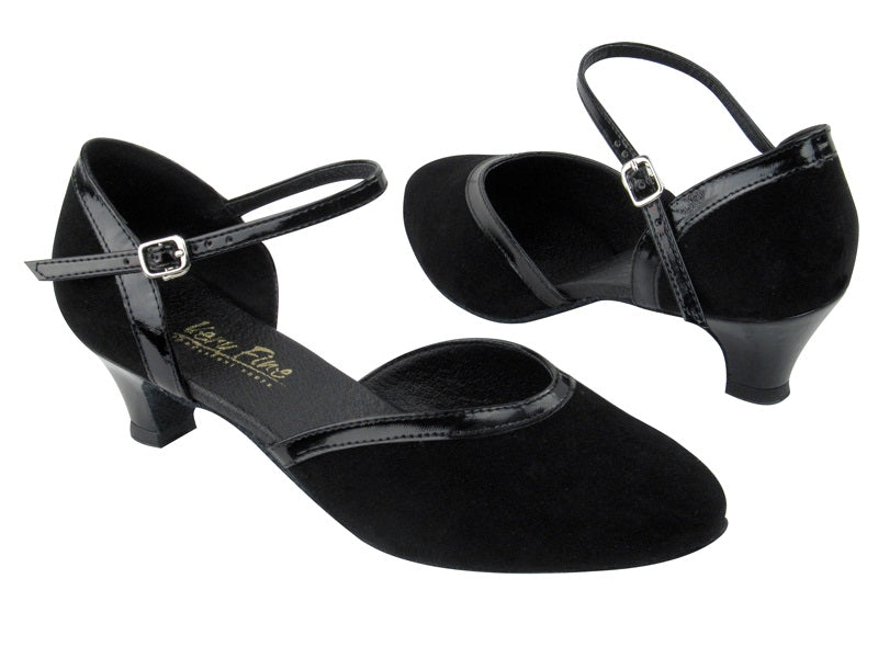 9621 Black Velvet_Black Patent Trim with 1.3" Cuban heel in the photo