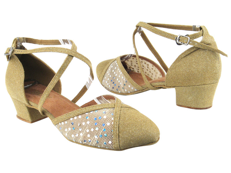 9622 106 Glitter Gold Satin_129 Mesh with 1.5" Heel in the photo