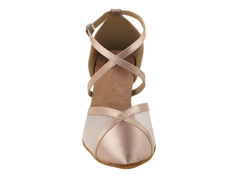 9622 135 Light Brown Satin_054 Flesh Mesh with 2.5" Heel (2899) in the photo
