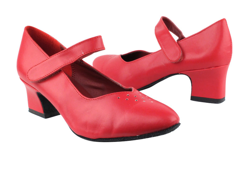 9626 211 Red Leather with 2" Thick Cuban Heel in the photo