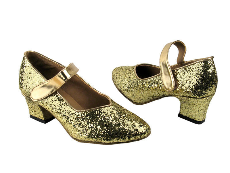 9626 Gold Sparkle with 2" Thick Cuban Heel in the photo