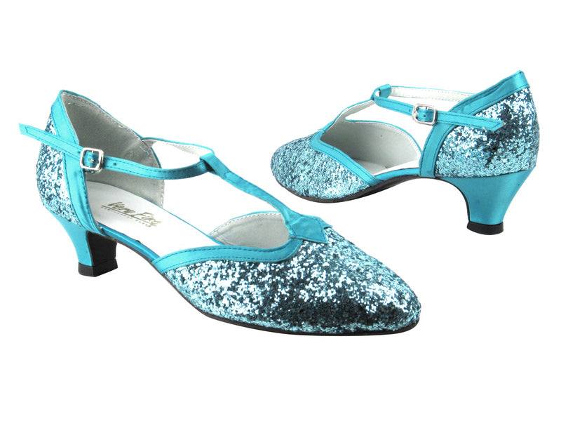 9627 188 Light Blue Sparkle_230 Light Blue Satin Trim with 1.3" Cuban heel in the photo