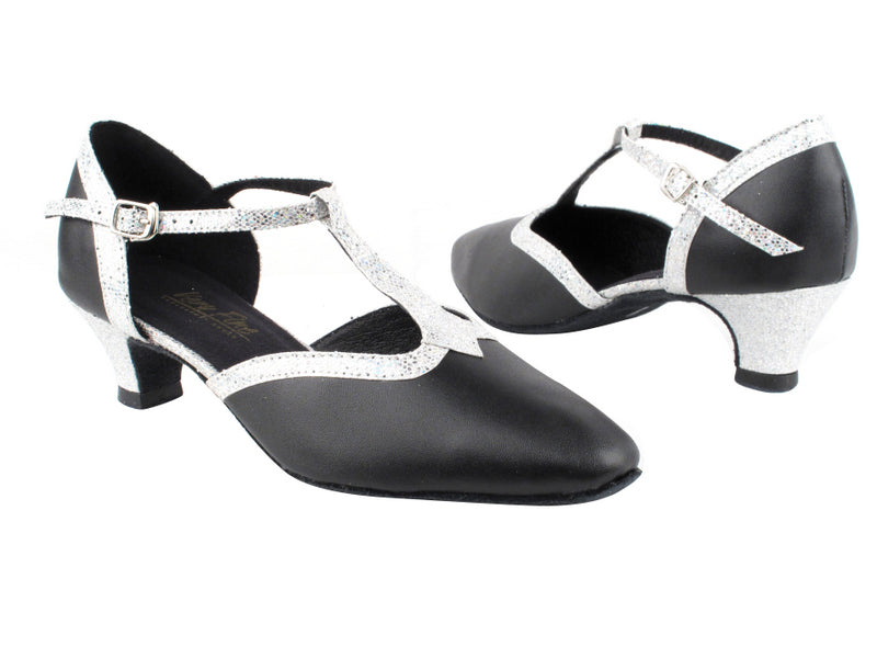 9627 Black Leather_107 Silver Scale Trim with 1.3" Heel in the photo