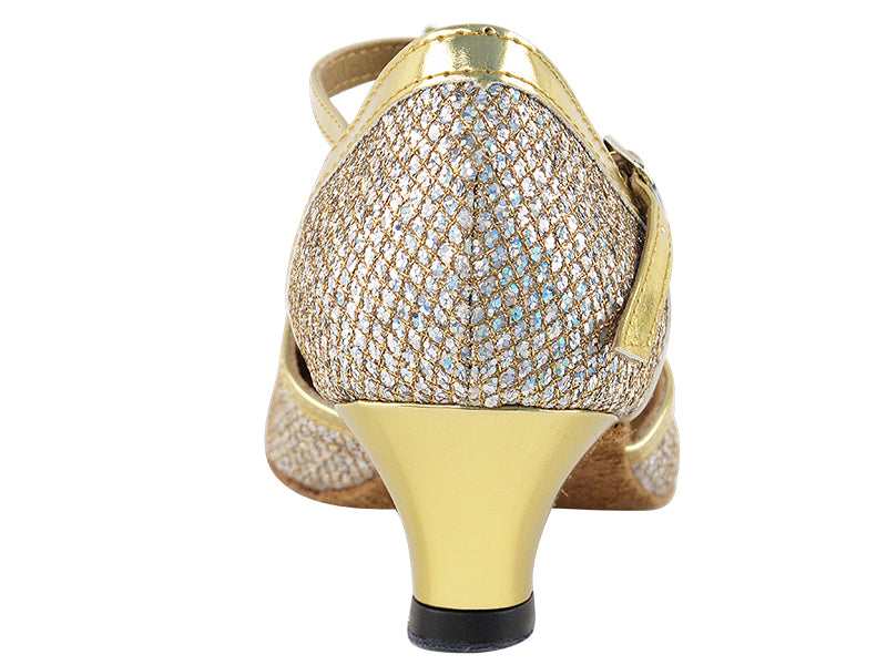 9627 Gold Sparklenet & Gold Trim & Cuban Heel