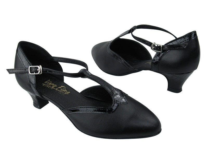 9627 Black Leather_71 Crocodile Patent with 1.3" Cuban heel in the photo