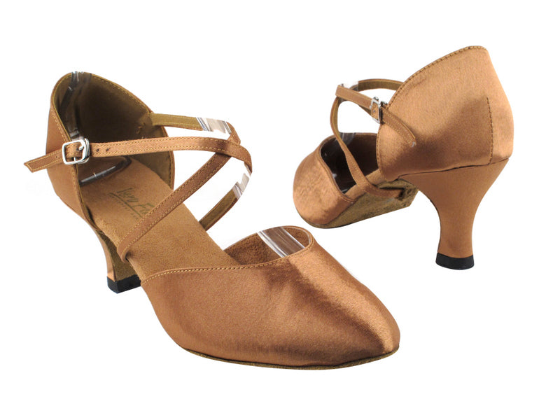 9691 81 Brown Satin with 2.5" Heel in the photo