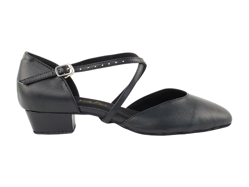 9691FT Black Leather with 1" Flat Heel in the photo