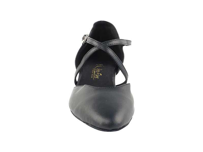 9691FT Black Leather with 1" Flat Heel in the photo