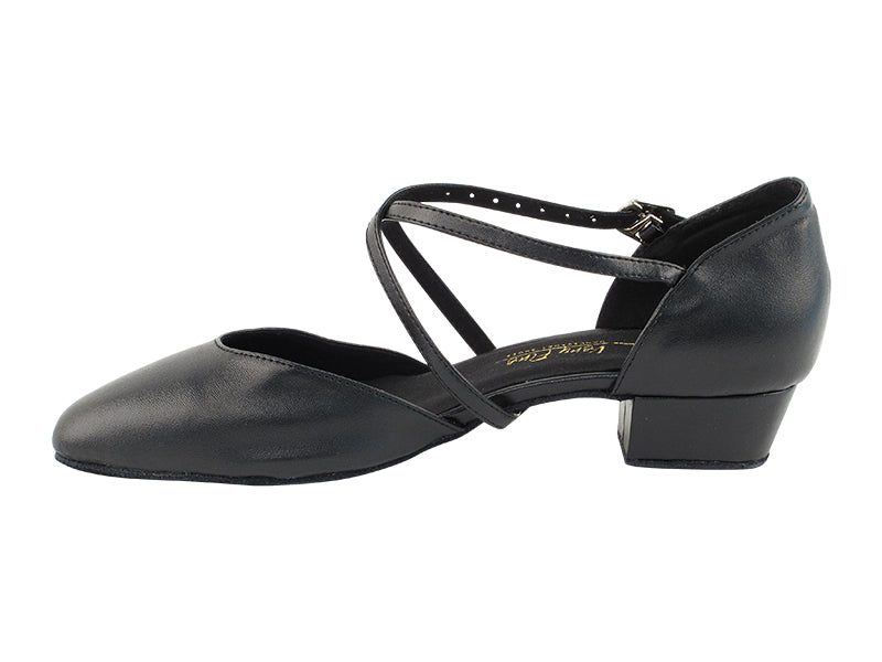 9691FT Black Leather with 1" Flat Heel in the photo