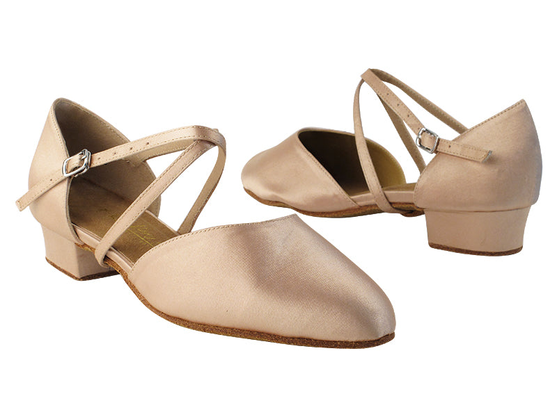 9691FT Flesh Satin with 1" Flat Heel in the photo