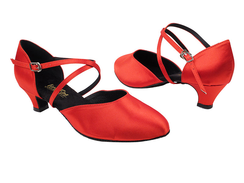 9691 112 Red Satin with 1.3" Cuban Heel in the photo