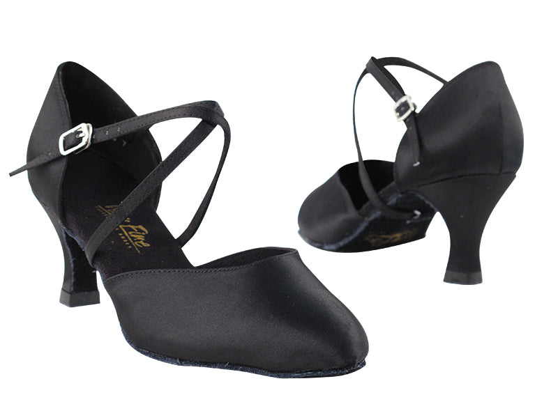 9691 Black Satin with 2.5" low heel in the photo