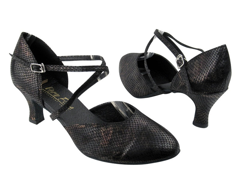 9691 85 Black Snake with 2.5" Low heel in the photo